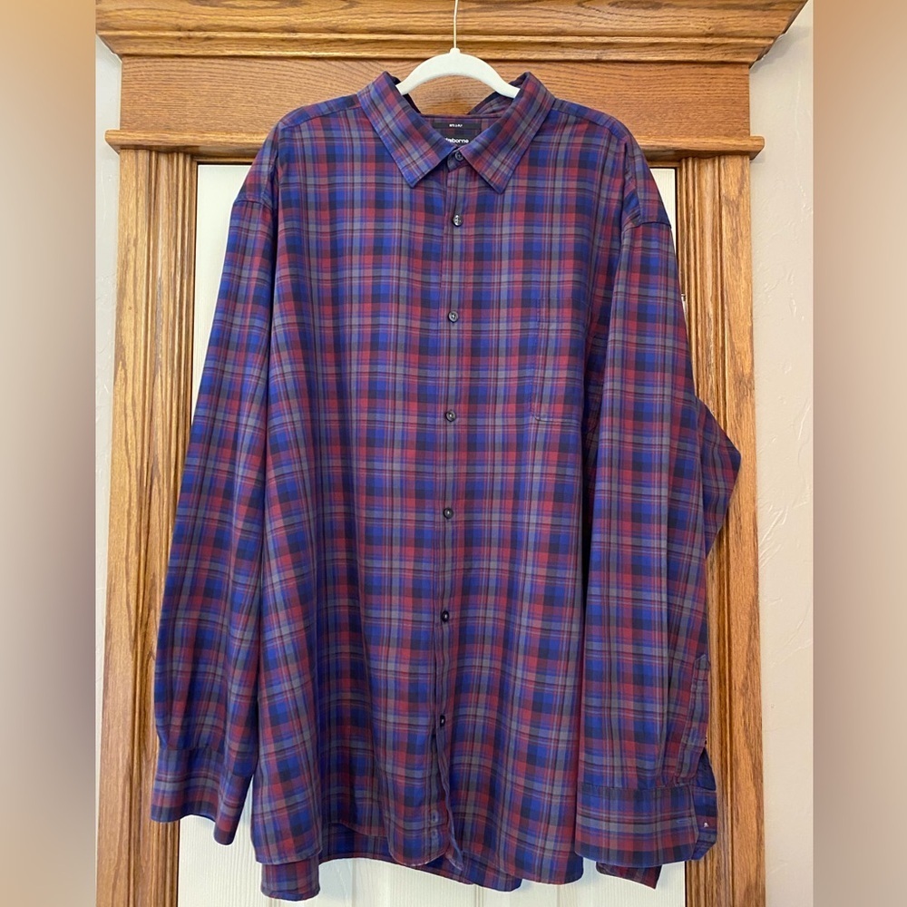 Claiborne Mens Plaid Shirt Sz 4XLT Long Sleeve Multicolor